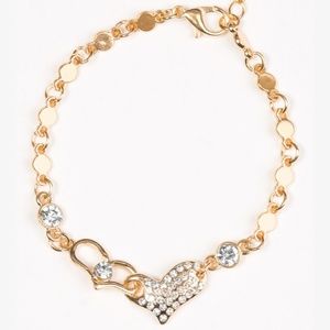 Gold Bracelet w/ Rhinestones Winning Over My Heart